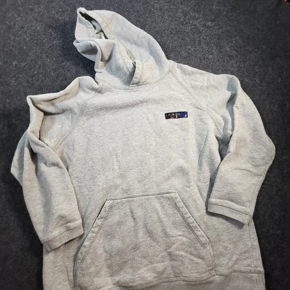 Ralph Lauren Polo Hoodie Men's Small Gray Sweater Green Tag Vintage - Picture 1 of 9